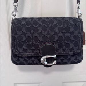 Coach Black and Grey Denim Soft Tabby Bag